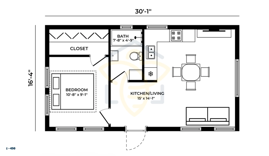 I-490 Accessory Dwelling Unit floor plan graphic