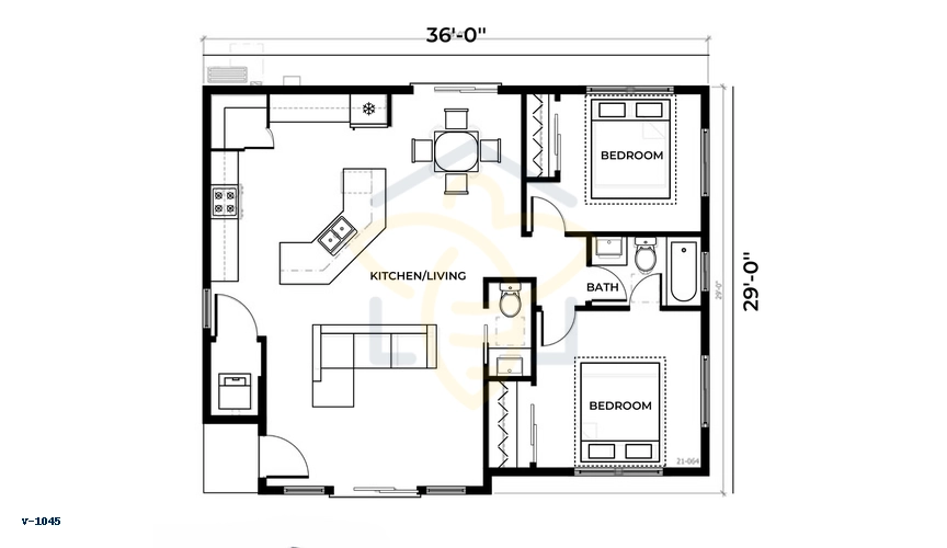 V-1045 Accessory Dwelling Unit floor plan graphic