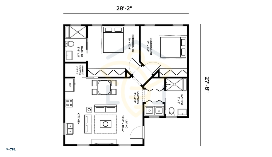 V-781 Accessory Dwelling Unit floor plan graphic